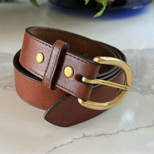 Canterbury Brown Boot Leather Belt Solid Brass Buckle 1 1/4” Wide Size 36 EUC